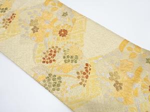 芝草に桐・紫陽花模様織り出し袋帯